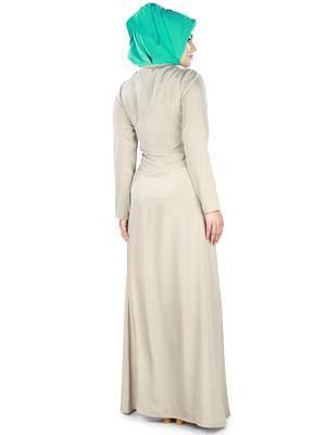 MyBatua Peach Polyester Arabian Dailywear Islamic Muslim Long Abaya With Hijab 4