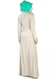 MyBatua Peach Polyester Arabian Dailywear Islamic Muslim Long Abaya With Hijab