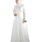 MyBatua White Cotton Arabian Dailywear Islamic Muslim Long Abaya With Hijab