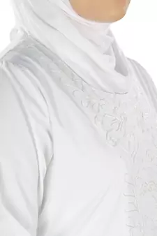 MyBatua White Cotton Arabian Dailywear Islamic Muslim Long Abaya With Hijab