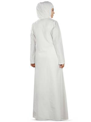 MyBatua White Cotton Arabian Dailywear Islamic Muslim Long Abaya With Hijab 4