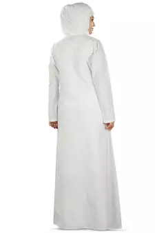 MyBatua White Cotton Arabian Dailywear Islamic Muslim Long Abaya With Hijab