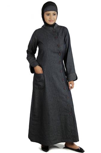 MyBatua Black Denim Arabian Dailywear Islamic Muslim Long Abaya With Hijab