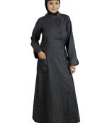 MyBatua Black Denim Arabian Dailywear Islamic Muslim Long Abaya With Hijab