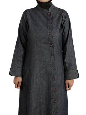 MyBatua Black Denim Arabian Dailywear Islamic Muslim Long Abaya With Hijab 2