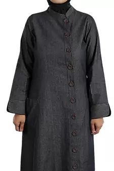MyBatua Black Denim Arabian Dailywear Islamic Muslim Long Abaya With Hijab