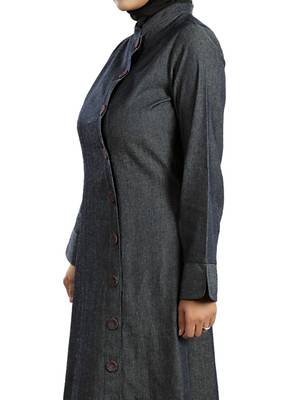 MyBatua Black Denim Arabian Dailywear Islamic Muslim Long Abaya With Hijab 3