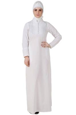 MyBatua White Cotton Arabian Dailywear Islamic Muslim Long Abaya With Hijab 1