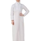 MyBatua White Cotton Arabian Dailywear Islamic Muslim Long Abaya With Hijab
