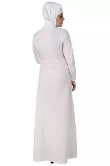 MyBatua White Cotton Arabian Dailywear Islamic Muslim Long Abaya With Hijab