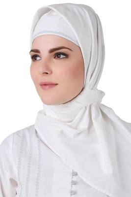 MyBatua White Cotton Arabian Dailywear Islamic Muslim Long Abaya With Hijab 4