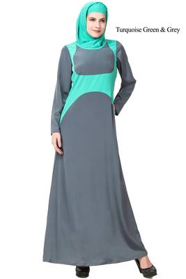 MyBatua Multicolor Polyester Arabian Dailywear Islamic Muslim Long Abaya With Hijab 1