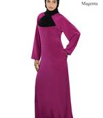 MyBatua Magenta Polyester Arabian Dailywear Islamic Muslim Long Abaya With Hijab