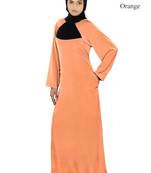 MyBatua Orange Polyester Arabian Dailywear Islamic Muslim Long Abaya With Hijab