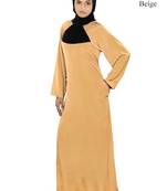 MyBatua Beige Polyester Arabian Dailywear Islamic Muslim Long Abaya With Hijab