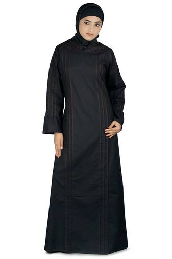 MyBatua Black Poplin Arabian Dailywear Islamic Muslim Long Abaya With Hijab