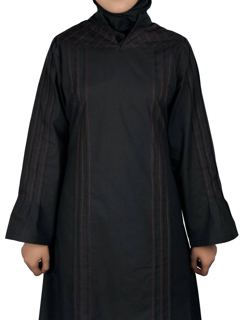 MyBatua Black Poplin Arabian Dailywear Islamic Muslim Long Abaya With Hijab