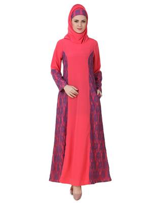 MyBatua Multicolor Polyester Arabian Dailywear Islamic Muslim Long Abaya With Hijab 1