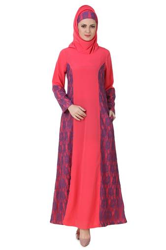 MyBatua Multicolor Polyester Arabian Dailywear Islamic Muslim Long Abaya With Hijab