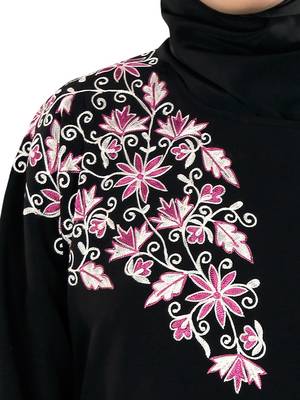 MyBatua Black Polyester Arabian Dailywear Islamic Muslim Long Abaya With Hijab 2