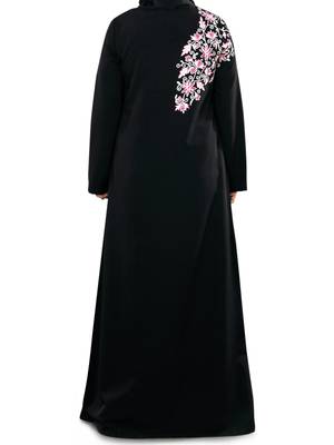 MyBatua Black Polyester Arabian Dailywear Islamic Muslim Long Abaya With Hijab 4