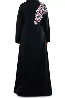 MyBatua Black Polyester Arabian Dailywear Islamic Muslim Long Abaya With Hijab