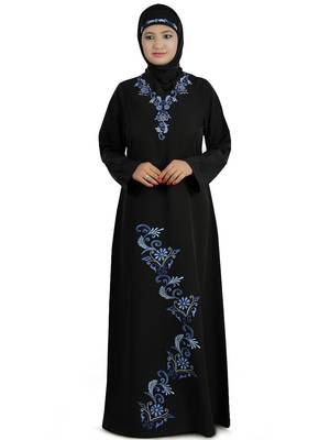 MyBatua Black Polyester Arabian Dailywear Islamic Muslim Long Abaya With Hijab 1