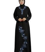 MyBatua Black Polyester Arabian Dailywear Islamic Muslim Long Abaya With Hijab