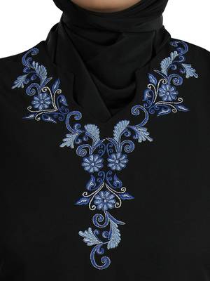 MyBatua Black Polyester Arabian Dailywear Islamic Muslim Long Abaya With Hijab 2