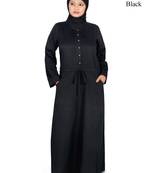 MyBatua Black Poplin Arabian Dailywear Islamic Muslim Long Abaya With Hijab