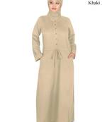 MyBatua Beige Poplin Arabian Dailywear Islamic Muslim Long Abaya With Hijab