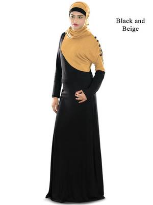 MyBatua Multicolor Viscose Arabian Dailywear Islamic Muslim Long Abaya With Hijab 1
