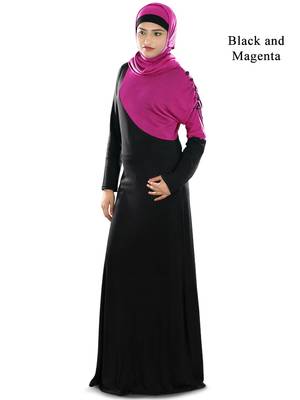 MyBatua Multicolor Viscose Arabian Dailywear Islamic Muslim Long Abaya With Hijab 1