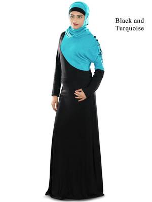 MyBatua Multicolor Viscose Arabian Dailywear Islamic Muslim Long Abaya With Hijab 1