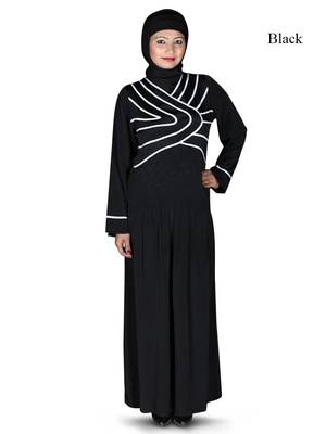 MyBatua Black Polyester Arabian Dailywear Islamic Muslim Long Abaya With Hijab 1