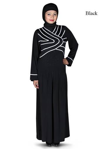 MyBatua Black Polyester Arabian Dailywear Islamic Muslim Long Abaya With Hijab