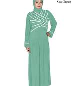MyBatua Green Polyester Arabian Dailywear Islamic Muslim Long Abaya With Hijab