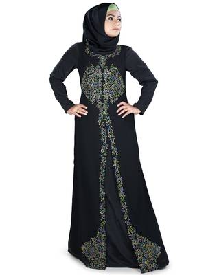 MyBatua Black Georgette Arabian Dailywear Islamic Muslim Long Abaya With Hijab 1