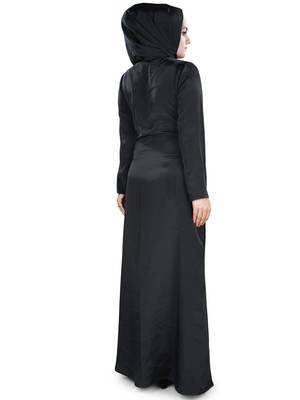 MyBatua Black Georgette Arabian Dailywear Islamic Muslim Long Abaya With Hijab 3