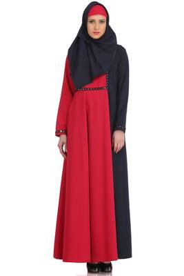 MyBatua Multicolor Polyester Arabian Dailywear Islamic Muslim Long Abaya With Hijab 1