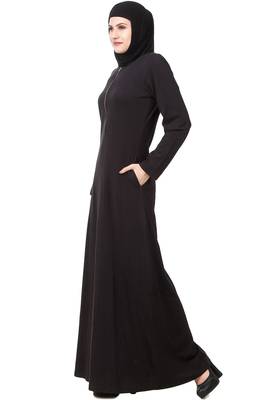 MyBatua Black Cotton Arabian Dailywear Islamic Muslim Long Abaya With Hijab 2