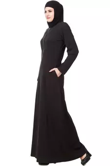 MyBatua Black Cotton Arabian Dailywear Islamic Muslim Long Abaya With Hijab