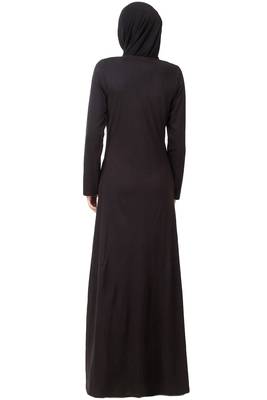 MyBatua Black Cotton Arabian Dailywear Islamic Muslim Long Abaya With Hijab 3