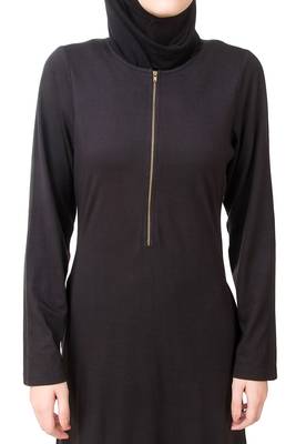 MyBatua Black Cotton Arabian Dailywear Islamic Muslim Long Abaya With Hijab 4
