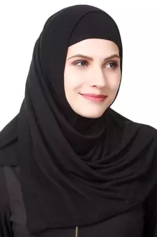 MyBatua Black Cotton Arabian Dailywear Islamic Muslim Long Abaya With Hijab