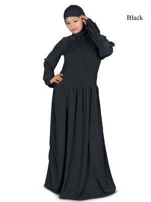 MyBatua Black Polyester Arabian Dailywear Islamic Muslim Long Abaya With Hijab 1