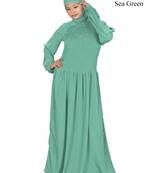 MyBatua Green Polyester Arabian Dailywear Islamic Muslim Long Abaya With Hijab