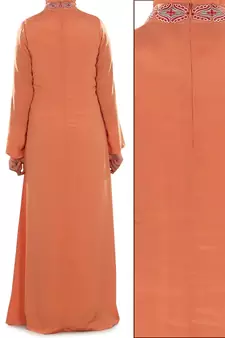 MyBatua Peach Polyester Arabian Dailywear Islamic Muslim Long Abaya With Hijab
