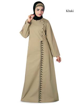 MyBatua Beige Cotton Arabian Dailywear Islamic Muslim Long Abaya With Hijab 1