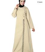 MyBatua Cream Cotton Arabian Dailywear Islamic Muslim Long Abaya With Hijab